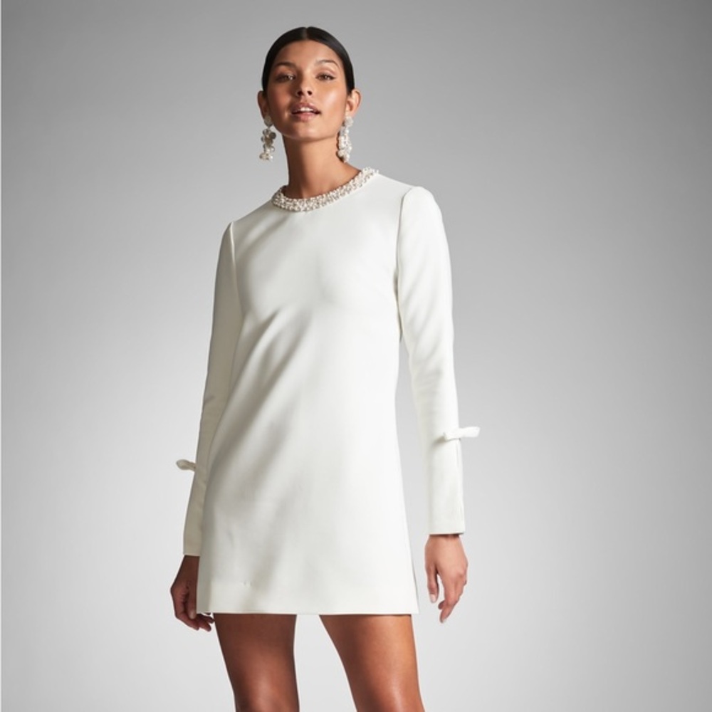 Sachin & Babi Parker Embellished Ivory Crepe Mini Dress